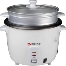 alpina BSJ18-ZPDA Cuiseur à Riz, Aluminium Plastique, Blanc, 1,8 Liter