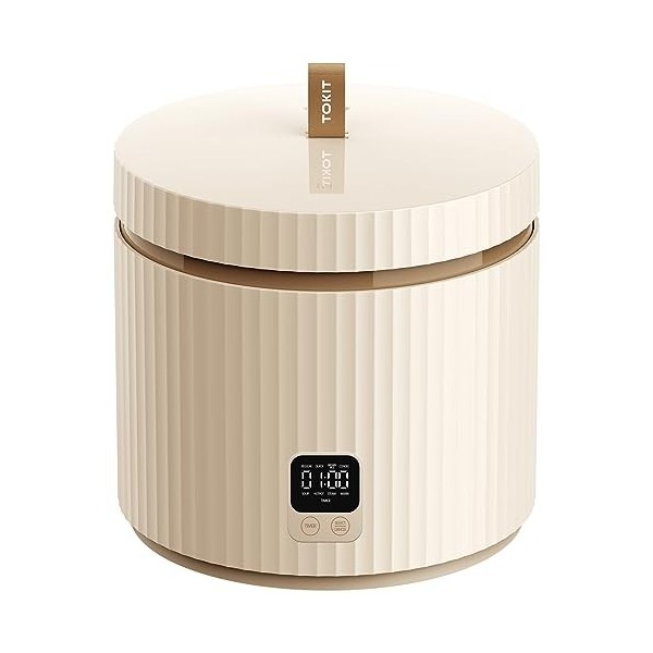 TOKIT Cuiseur à Riz 1,5L Mini Multifonctions pour 1-3 Personnes Marmite à Riz Intérieure Antiadhésive à Revêtement Céramique 