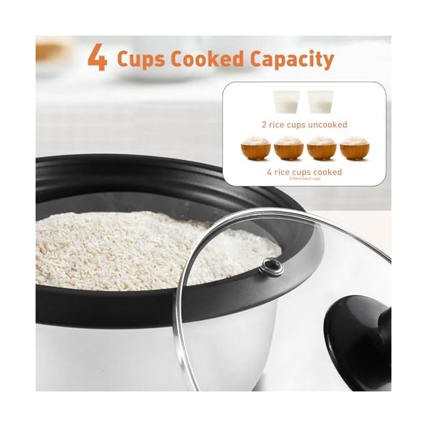 Todeco Cuiseur à Riz 1 L, Cuiseur Riz avec Fonction de Maintien au Chaud, Rice Cooker Inclus Cuillère à Riz et Tasse à Mesure