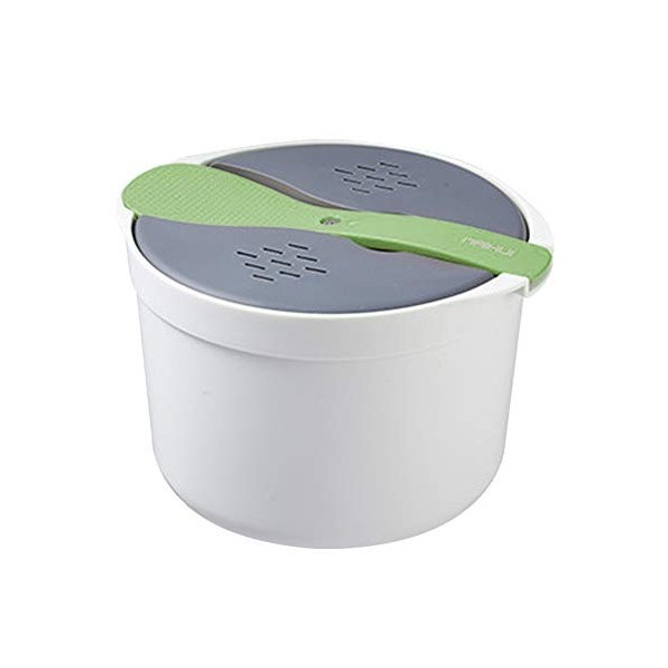 FIYSON Cuiseur à riz micro-ondes, cuiseur à riz et céréales micro-ondes 2L, cuiseur à riz et nouilles micro-ondes avec cuillè