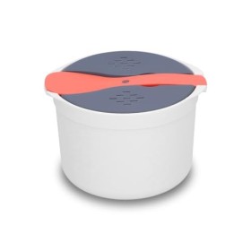 Tiiyee Cuiseur Riz Micro Ondes, Pot à Pâtes 2 Couches Microwave Rice Cooker PP Autocuiseur Cuillère Couvercle Passoire Antiad