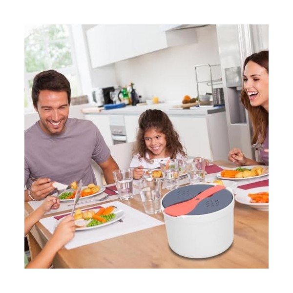Tiiyee Cuiseur Riz Micro Ondes, Pot à Pâtes 2 Couches Microwave Rice Cooker PP Autocuiseur Cuillère Couvercle Passoire Antiad