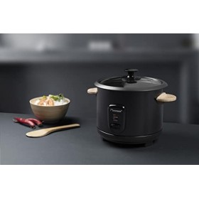 Bestron Cuiseur à riz avec poignées en bois, pour 8 à 10 personnes, avec tasse à mesurer et cuillère à riz, avec fonction cha
