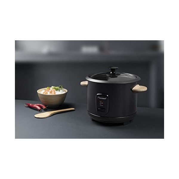 Bestron Cuiseur à riz avec poignées en bois, pour 8 à 10 personnes, avec tasse à mesurer et cuillère à riz, avec fonction cha