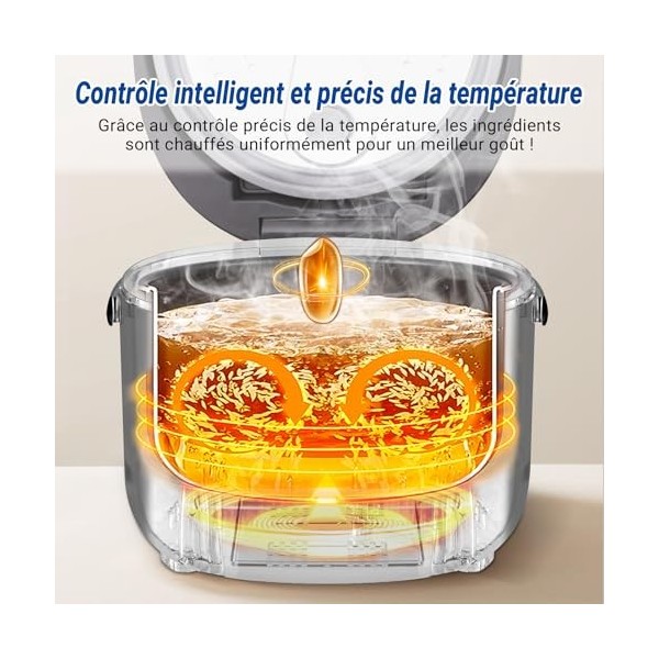 AMZCHEF Mini cuiseur de riz 2L multifonctionnel pour 1-4 personnes,4 tasses non cuit ,Rice Cooker de riz 400W,7 fonctions de