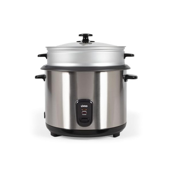 Livoo - Cuiseur à riz et vapeur - Acier inoxydable, 2,8L, 1000W, cuve amovible
