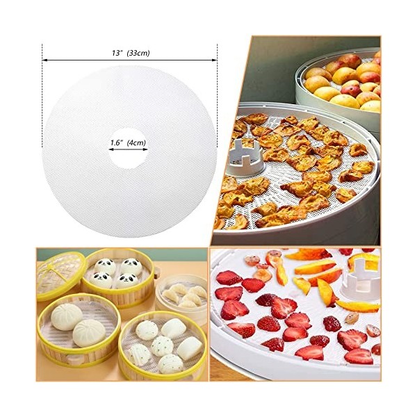 Lot de 8 tapis de déshydrateur en silicone rond anti-adhésif pour déshydrateur alimentaire réutilisable rond en silicone tapi