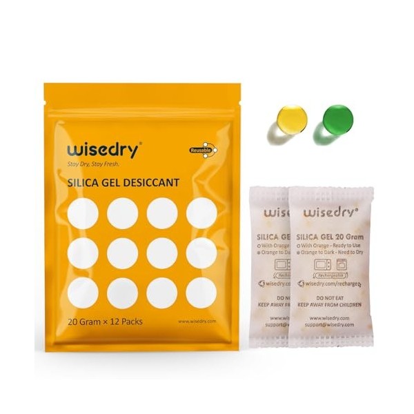 wisedry Pochettes de Gel de Silice Rechargeables de lorange au vert Pour les Sécheurs dair de Qualité Alimentaire