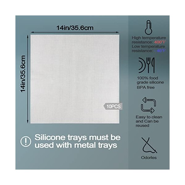 Auroal Lot de 10 feuilles de déshydratation en silicone, pour déshydratateur et lyophilisateur, tapis de séchage antiadhésifs