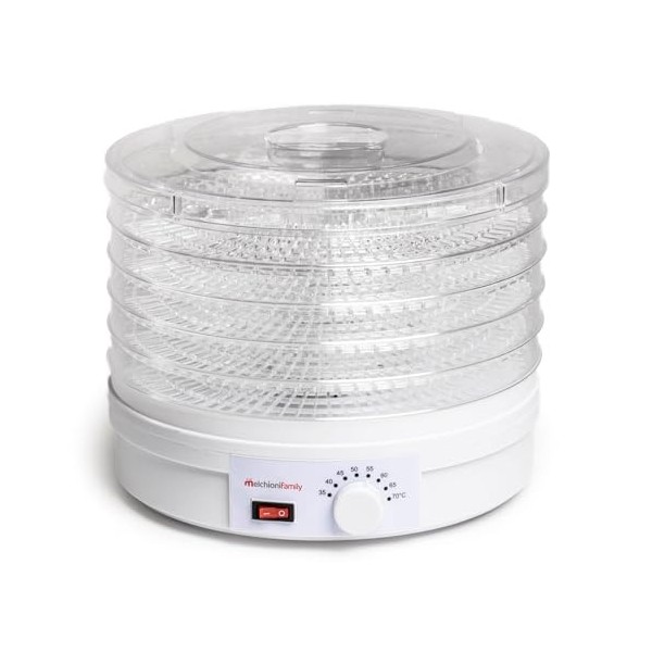 Melchioni Family | Déshydrateur BABELE – Déshydrateur Alimentaire Multiusage avec 5 Plateaux Empilables et Amovibles, 250W, T