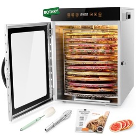 Kwasyo Deshydrateur Alimentaire avec 12 Rotatif Plateaux en Inox - Double ventilateur Séchage efficace à 720° - Deshydrateur 