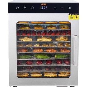 VEVOR Déshydrateur Alimentaire Électrique 10 Plateaux Inox 800 W Déshydrateur de Fruits et Légumes Température Réglable 30-90