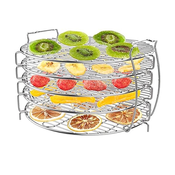 Support de déshydrateur pour friteuse à air comprimé en acier inoxydable 304 5 couches compatible avec Ninja Foodi 6,5 l et 8