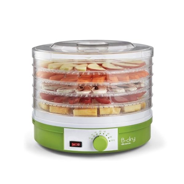 Ariete B-Dry 616, Séchoir et Déshydrateur de Fruits et Légumes, 5 Grilles Amovibles, Température de 35°C à 70°C, 245W, Vert
