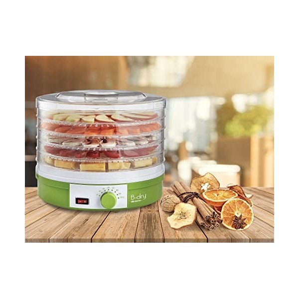 Ariete B-Dry 616, Séchoir et Déshydrateur de Fruits et Légumes, 5 Grilles Amovibles, Température de 35°C à 70°C, 245W, Vert