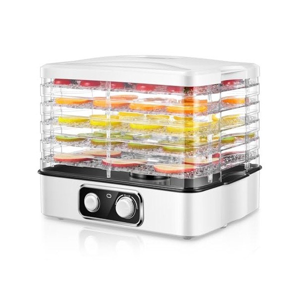 FOHERE DéShydrateur Alimentaire éLectrique, 240w MéNage Machine à SéCher Les Fruits, TempéRature RéGlable 35-70°C , 5 Plateau