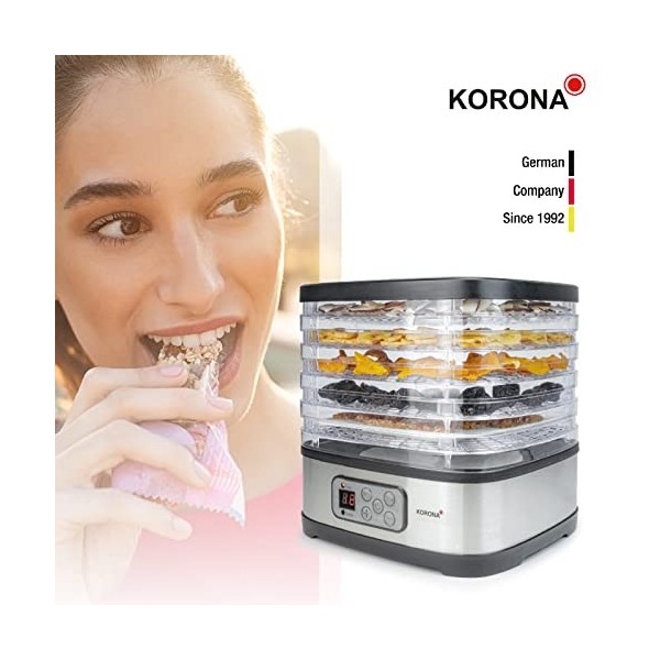 Korona 57011 Déshydrateur automatique avec forme de barre de céréales | 5 niveaux | Sèche les fruits, la viande, le poisson, 