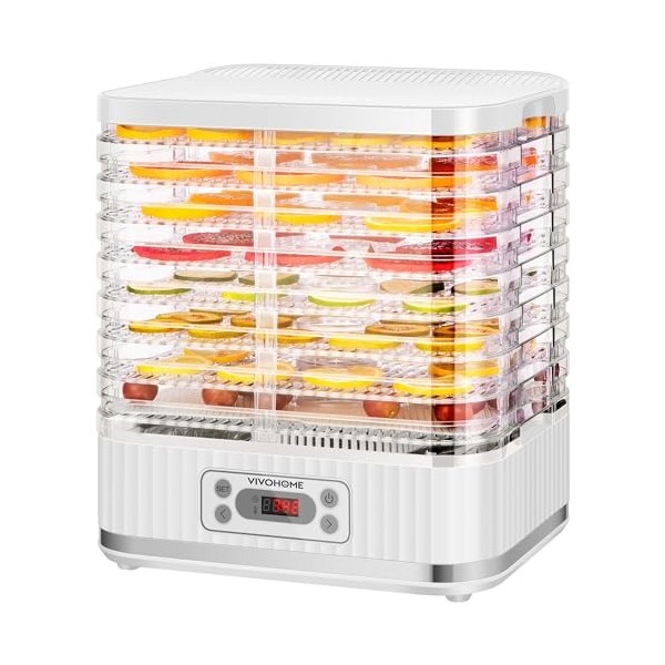 VIVOHOME Déshydrateur électrique à 8 plateaux alimentaires, machine à hydrater 400 W avec minuterie numérique de 72 H et cont