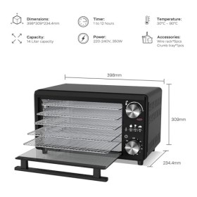 Déshydrateur TurboWave BIO entièrement en métal, 14 litres, fourni avec grilles, minuteur et cahier de recette, dehydrator fo