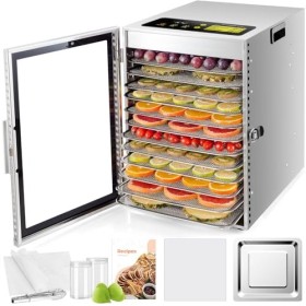Kwasyo Deshydrateur Alimentaire avec 12 Plateaux Inox, Séchage efficace à 360 ° double ventilateur, Desydratateur Minuterie 2