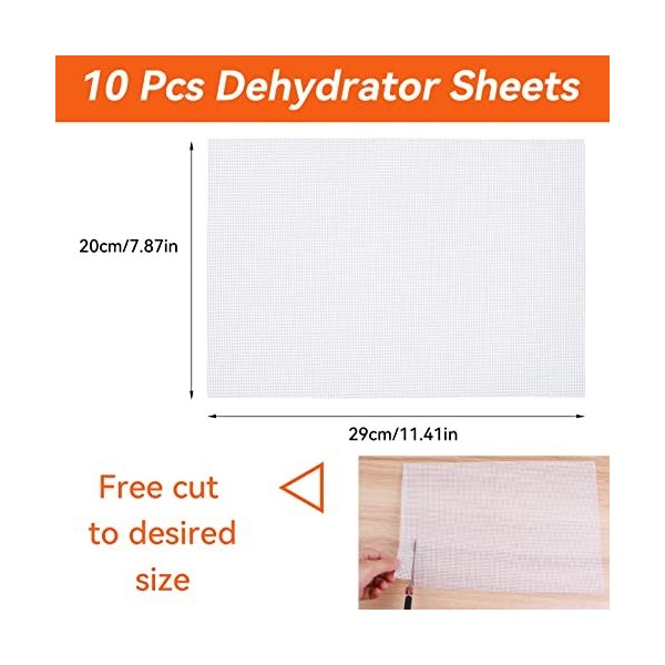 Tikplus Lot de 10 feuilles de déshydrateur en silicone anti-adhésif pour fruits 28,5 x 20 cm