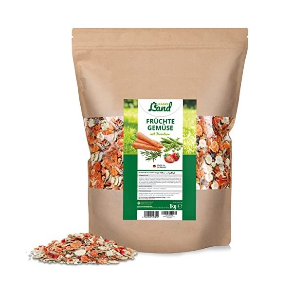HÜHNER Land Aliments pour Poulet Fruits et Légumes aux Herbes Menu 1kg I Flocons de Légumes pour Poulets, Aliments pour Volai