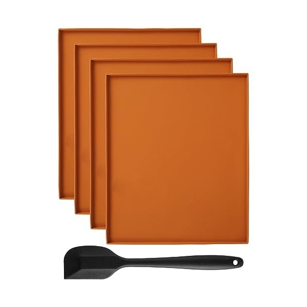 Lot de 4 tapis de déshydratation en silicone avec bord anti-adhésif - Multifonctions - Grattoir en silicone pour la fabricati