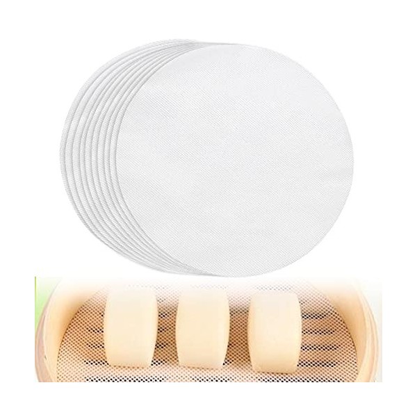 DHER RéUtilisable Tapis Vapeur Vapeur Maille Pad Tapis Lot De 10 Tampons Vapeur Ronds En Silicone,DiamèTre 28Cm AntiadhéSifs,