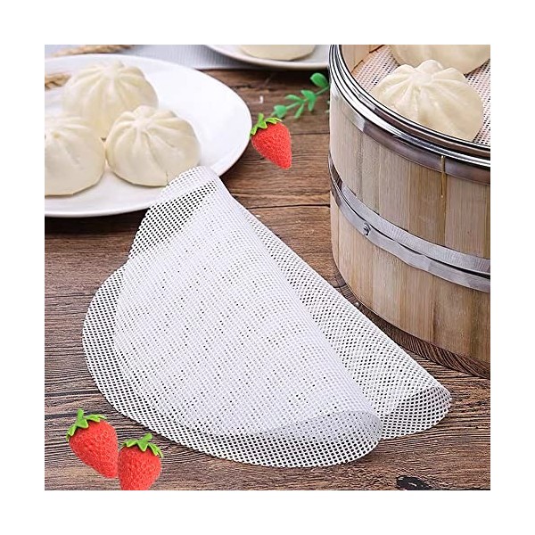 DHER RéUtilisable Tapis Vapeur Vapeur Maille Pad Tapis Lot De 10 Tampons Vapeur Ronds En Silicone,DiamèTre 28Cm AntiadhéSifs,