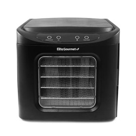 Elite Gourmet EFD-313B Déshydrateur alimentaire programmable avec 6 plateaux en acier inoxydable et boutons de réglage de la 