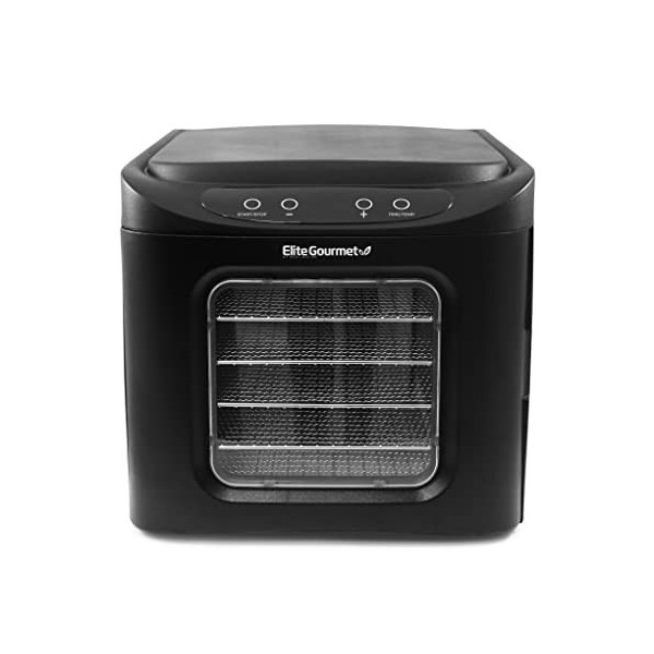 Elite Gourmet EFD-313B Déshydrateur alimentaire programmable avec 6 plateaux en acier inoxydable et boutons de réglage de la 