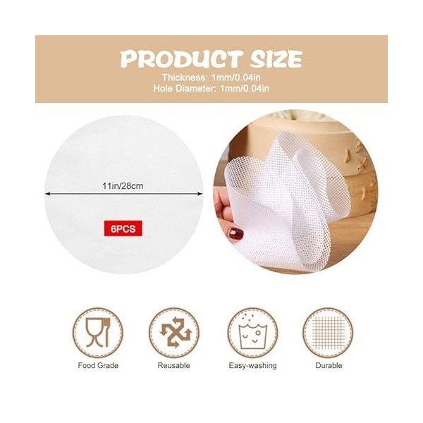 WENRERO 6 Pièces Feuilles de Déshydrateur de Silicone Tapis Déshydrateur Ronde Fruits Tapis Déshydrateur Antiadhésifs Tapis d