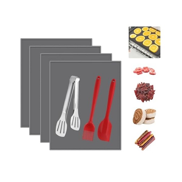 Lot de 4 plateaux déshydratants en silicone pour fruits avec grattoir en silicone, brosses, clips compatibles avec Cosori CP2