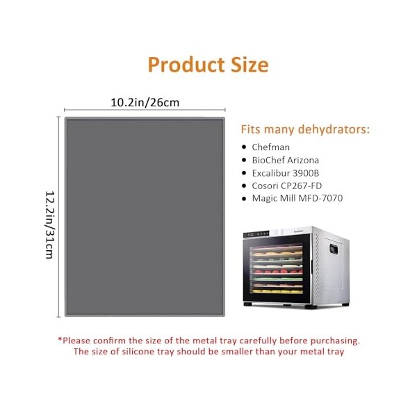 Lot de 4 plateaux déshydratants en silicone pour fruits avec grattoir en silicone, brosses, clips compatibles avec Cosori CP2