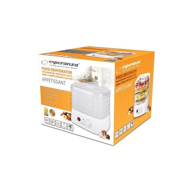 Esperanza EKD004 Food Déhydrator Transparent White 250 W