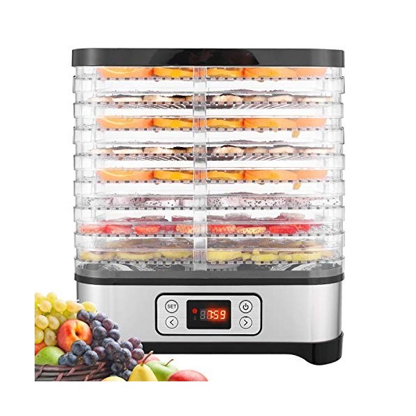 COOCHEER Déshydrateur Aliment 8 Plateaux, Déshydrateur de Légume de Fruit avec Minuterie et Réglages de Température, écran à 