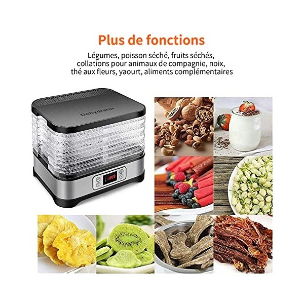 COOCHEER Déshydrateur Aliment 8 Plateaux, Déshydrateur de Légume de Fruit avec Minuterie et Réglages de Température, écran à 