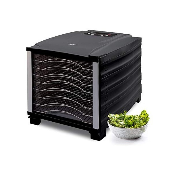 Déshydrateur dAliments BioChef Arizona 8 Plateaux en acier inoxydable - Minuterie, Porte Transparente, Plateaux amovibles, e
