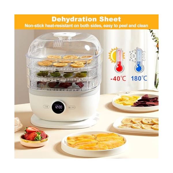 Feuilles Déshydrateur en Silicone, 8 Pièces Antiadhésif Feuille en Maille, Tapis de Déshydratation de Séchoir à Fruits Alimen