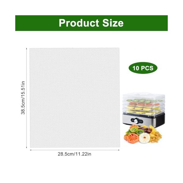10 Pièces Tapis de Déshydrateur, Feuilles De Déshydrateur en Silicone Avec Bord, Rectangulaire Tapis Déshydratant Antiadhésif