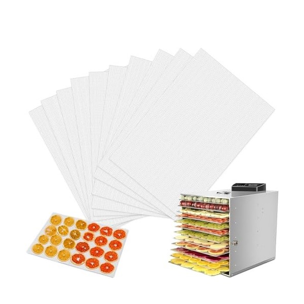 Herbst Lot de 10 films de déshydratation pour déshydrateur automatique, 35 x 30 cm, réutilisables, anti-adhésifs, tapis à vap
