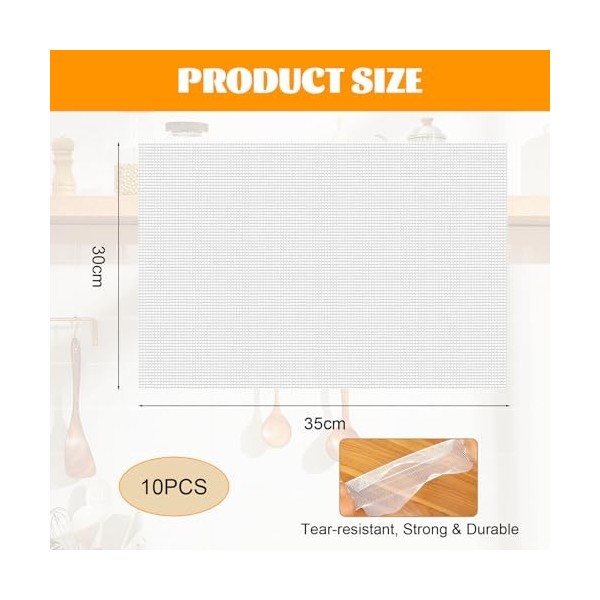 Herbst Lot de 10 films de déshydratation pour déshydrateur automatique, 35 x 30 cm, réutilisables, anti-adhésifs, tapis à vap