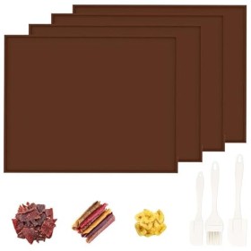 GOEDCH Feuilles de Déshydrateur en Silicone avec Bord: 4 Pièces Tapis Déshydratants en Silicone avec Grattoir, Tapis de Déshy