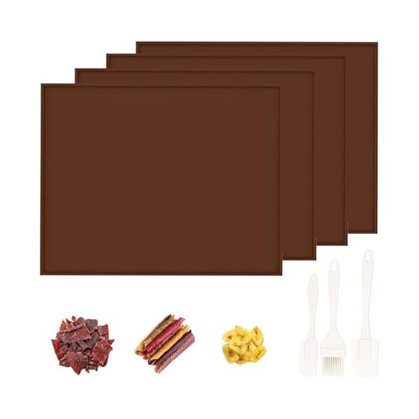 GOEDCH Feuilles de Déshydrateur en Silicone avec Bord: 4 Pièces Tapis Déshydratants en Silicone avec Grattoir, Tapis de Déshy