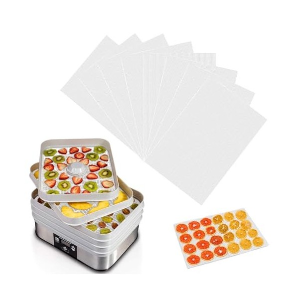 8 Pièces Feuilles Déshydrateur en Silicone,Anti-Adhésif Tapis Silicone,Feuilles de Déshydrateur Carrées en Silicone Tapis de 