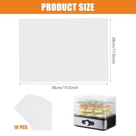10 Feuilles de Déshydrateur de Silicone, Antiadhésif Réutilisable Feuilles de Déshydrateur de Fruits, 38 ×28 cm, Sans BPA, Dé