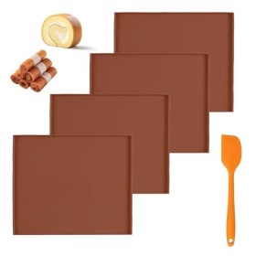 Lot de 4 tapis déshydrateurs en silicone - Feuilles de déshydrateur en silicone - Anti-adhésif - Avec grattoir - Réutilisable