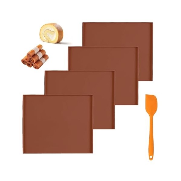 Lot de 4 tapis déshydrateurs en silicone - Feuilles de déshydrateur en silicone - Anti-adhésif - Avec grattoir - Réutilisable