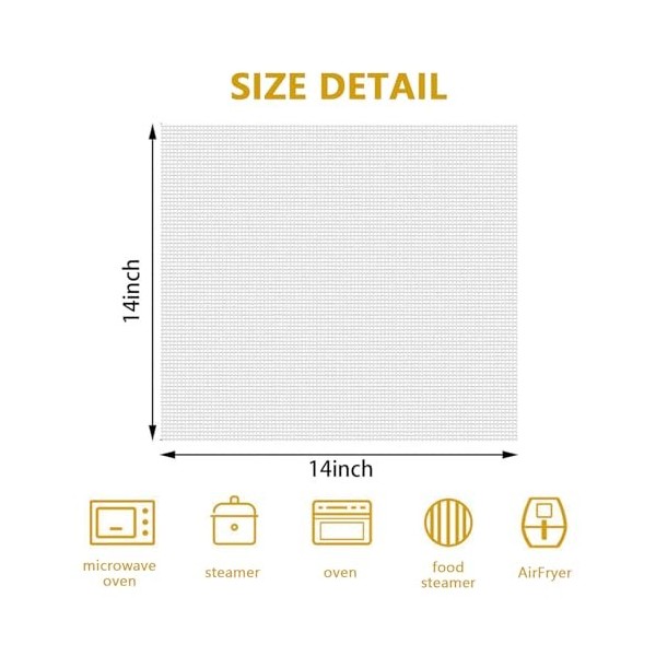 JKDHJK Lot de 6 inserts en silicone anti-adhésifs 35,6 x 35,6 cm - Réutilisables - Convient pour le séchage des aliments