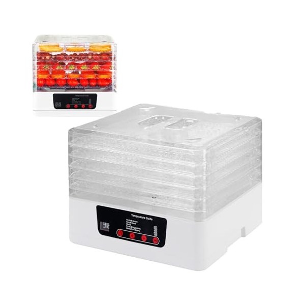 Tefola 5 étages Deshydrateur Alimentaire, Séchoir à Fruits et Légumes, Alimentaire Freeze Dryer, Température et Durée Réglabl